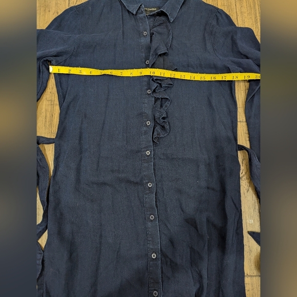 Banana Republic Denim Ruffle Button Front Tie Waist Dress, Size 2 - Picture 6 of 10